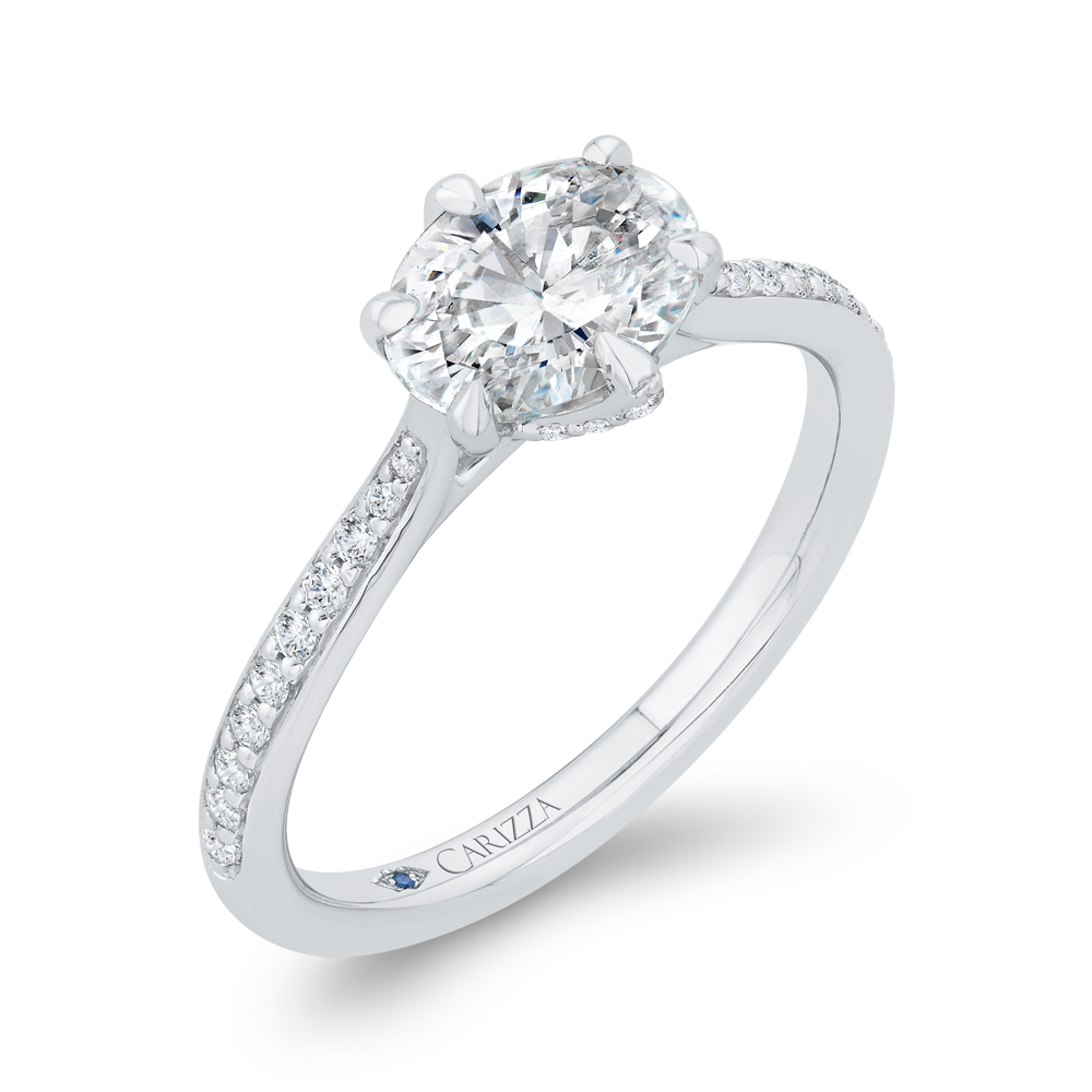 Oval Cut Diamond Engagement Ring in 14K White Gold (Semi-Mount)
