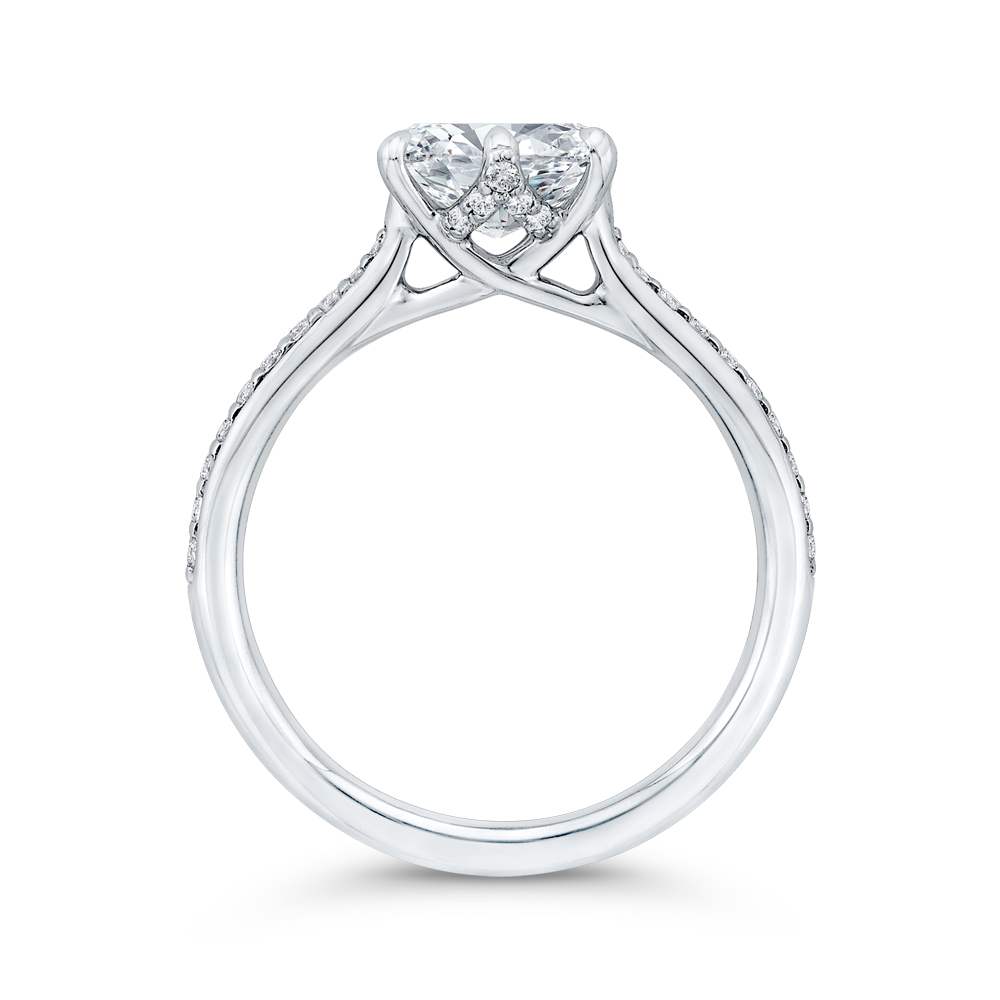 Oval Cut Diamond Engagement Ring in 14K White Gold (Semi-Mount)