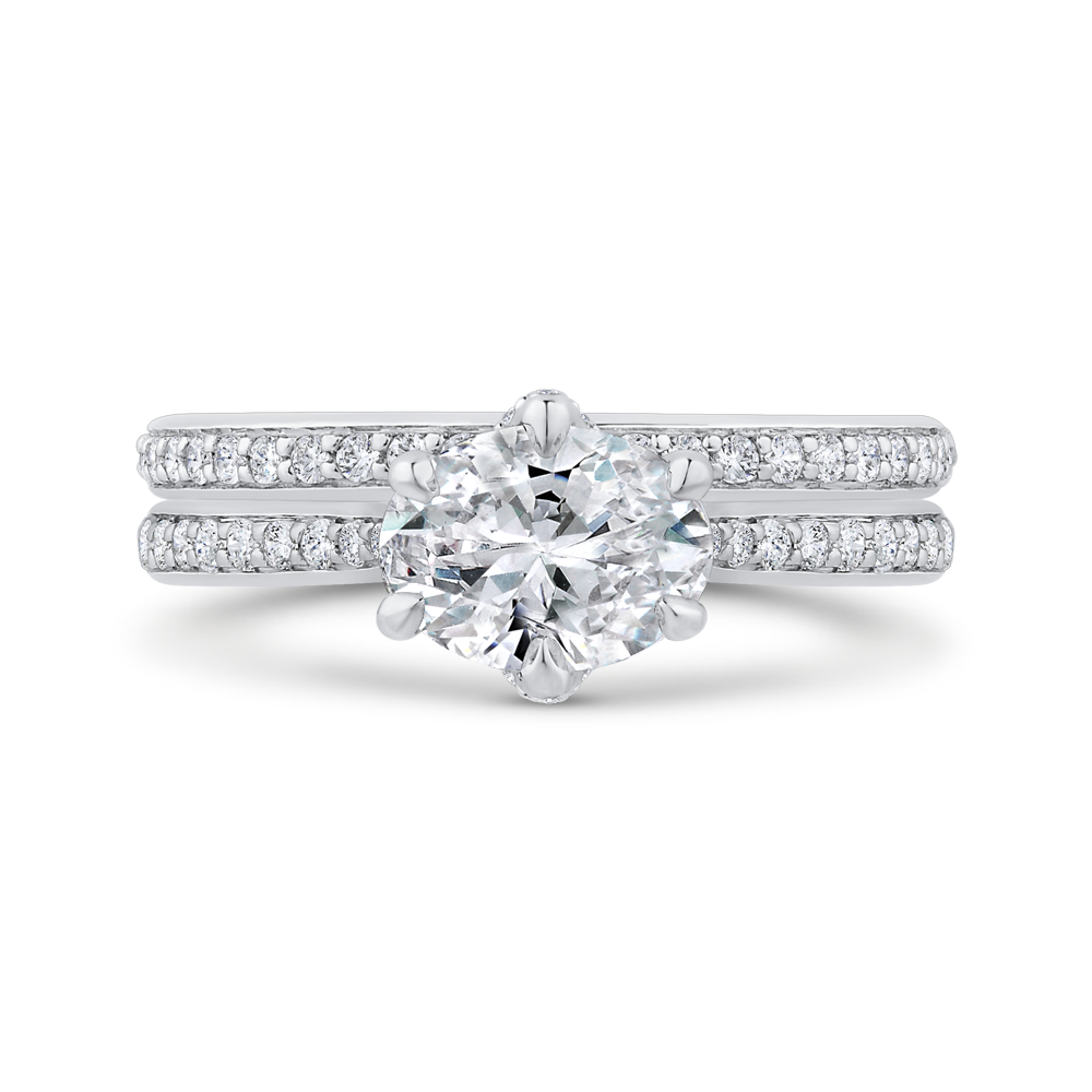 Oval Cut Diamond Engagement Ring in 14K White Gold (Semi-Mount)
