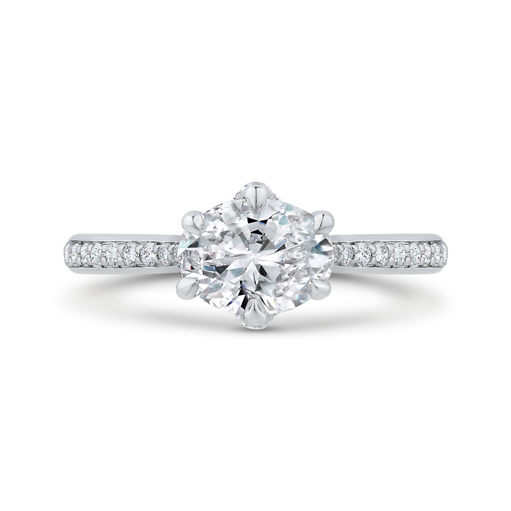 Oval Cut Diamond Engagement Ring in 14K White Gold (Semi-Mount)