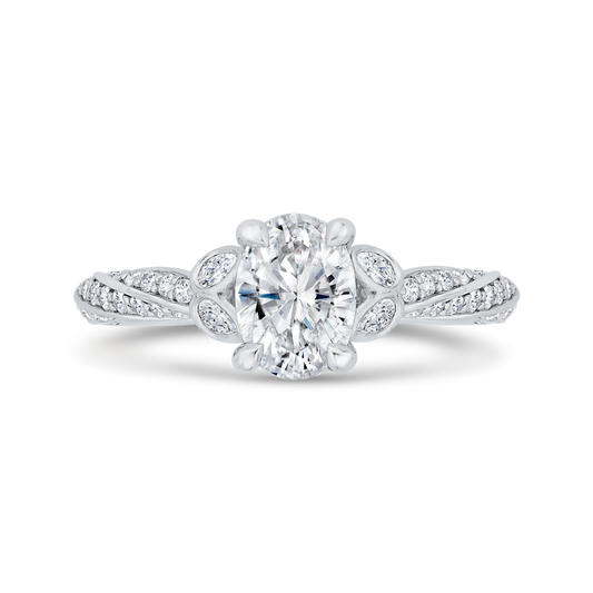 Split Shank Oval Cut Diamond Split Shank Engagement Ring in 14K White Gold (Semi-Mount)