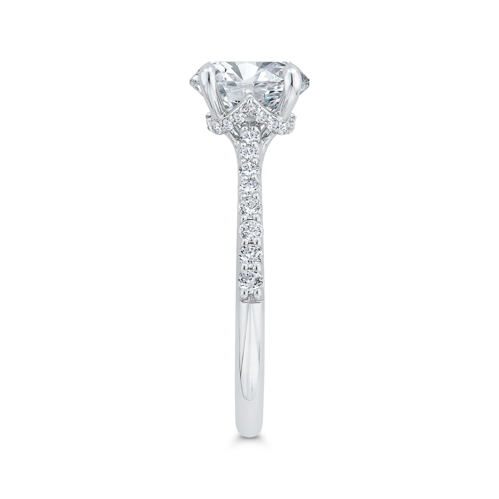 Oval Cut Diamond Solitaire Plus Engagement Ring in 14K White Gold (Semi-Mount)
