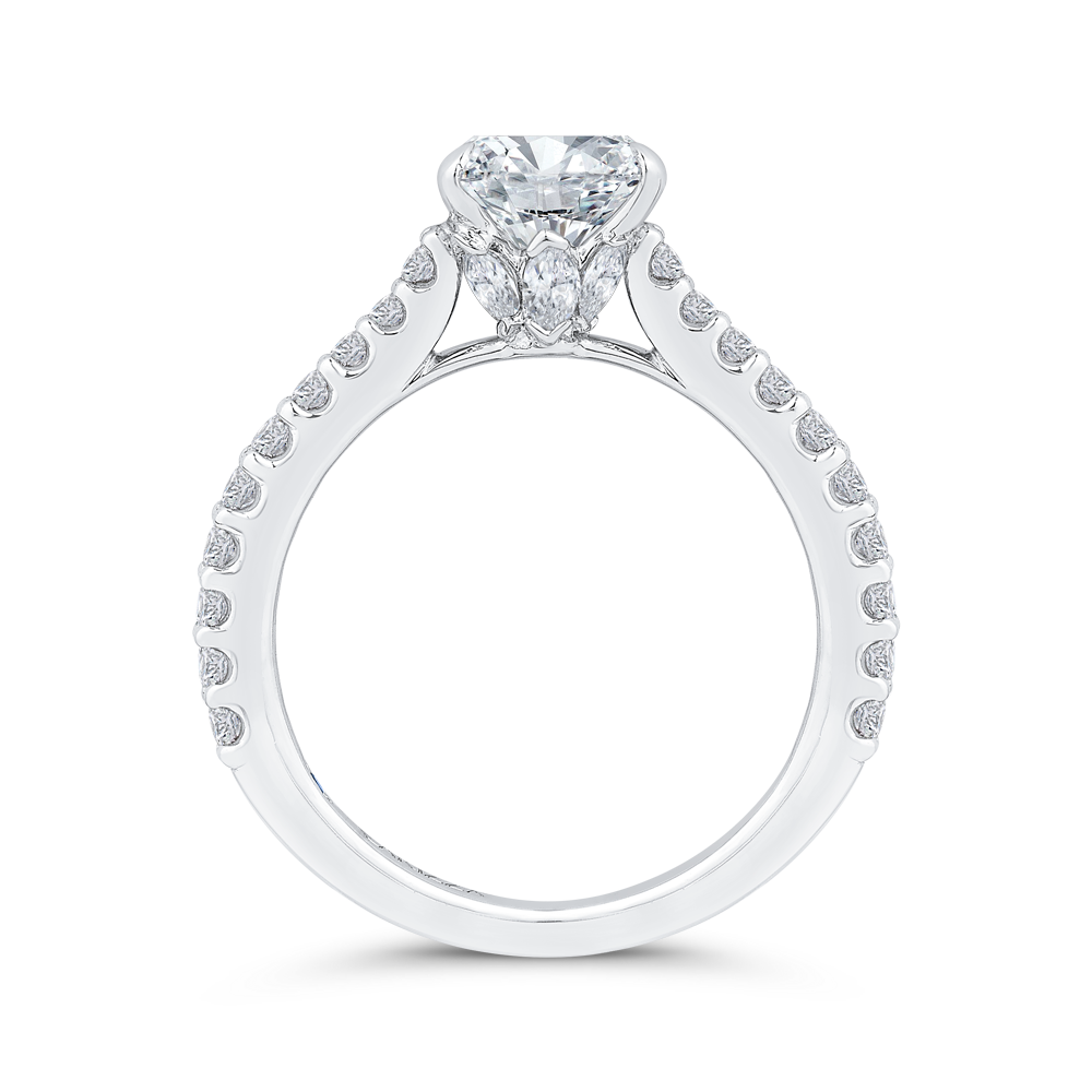 14K White Gold Oval Diamond Engagement Ring (Semi-Mount)