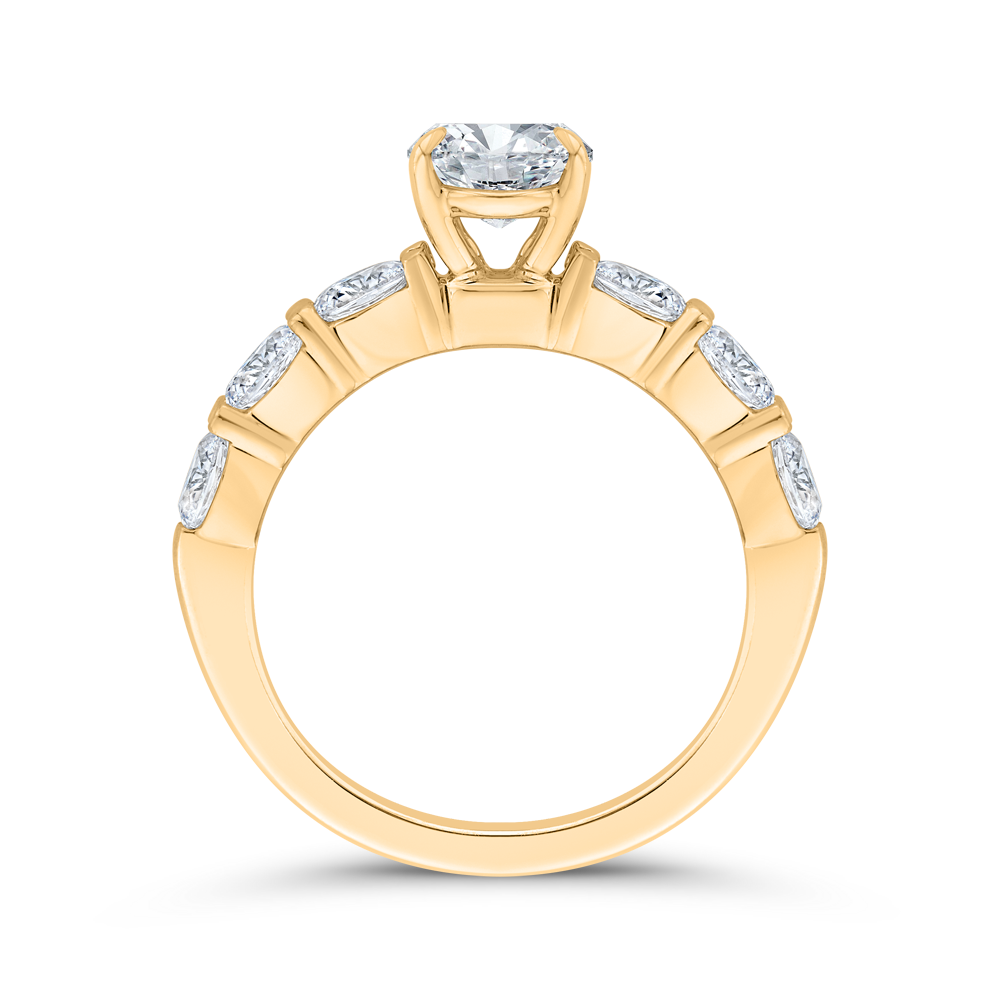 14K Yellow Gold Oval Cut Diamond Engagement Ring (Semi-Mount)