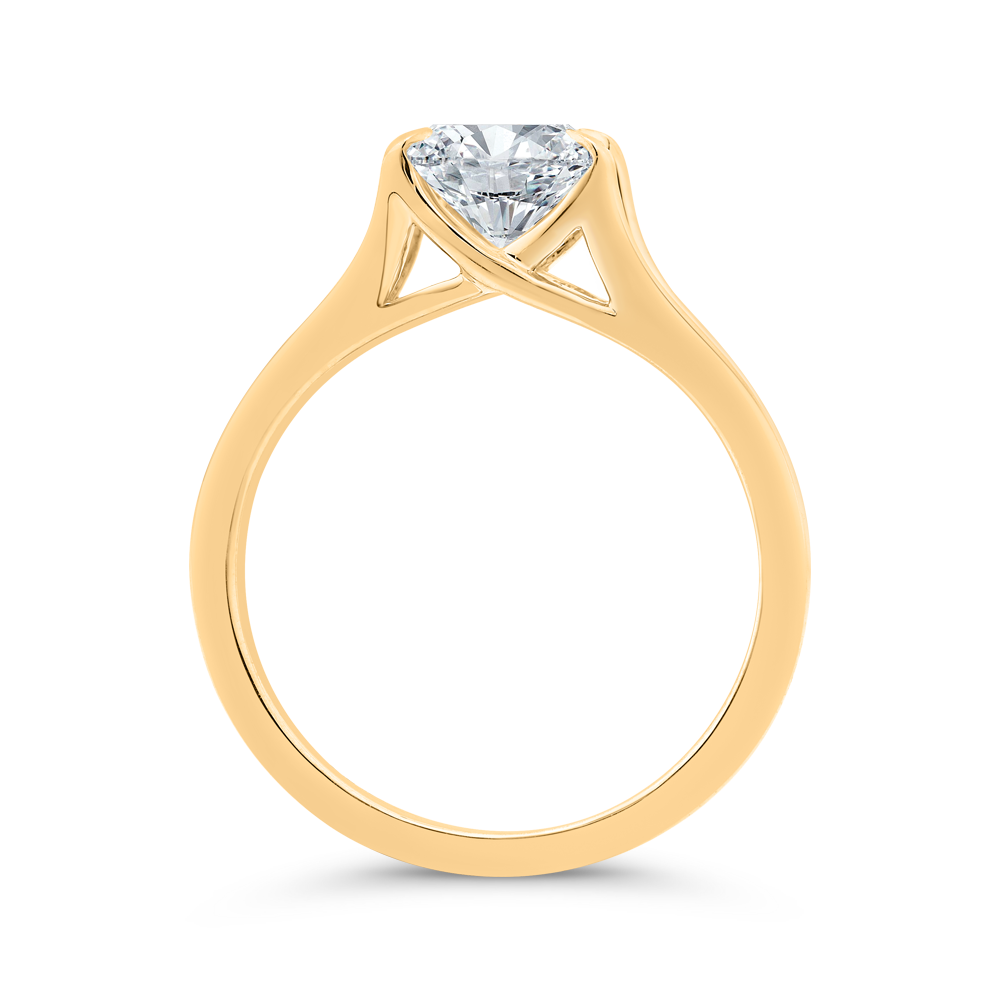 14K Yellow Gold Oval Cut Diamond Solitaire Engagement Ring (Semi-Mount)