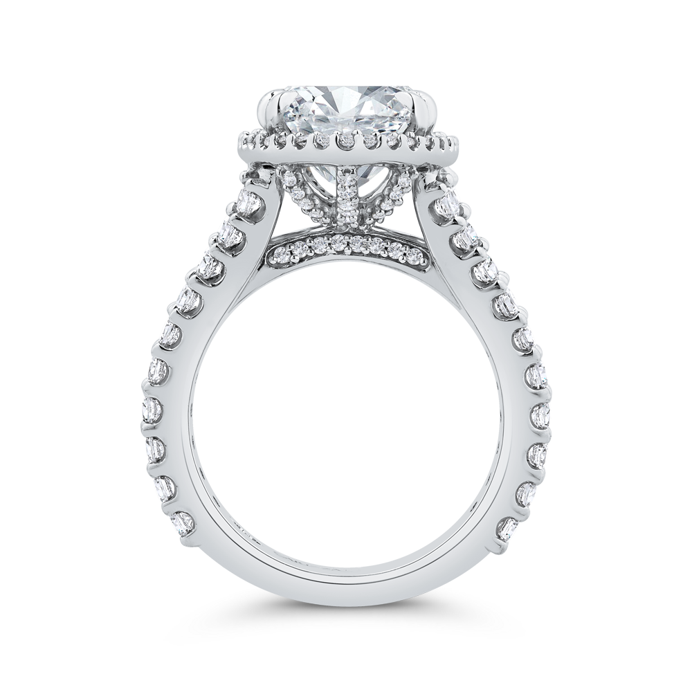 14K White Gold Oval Cut Diamond Engagement Ring with Split Shank (Semi-Mount)