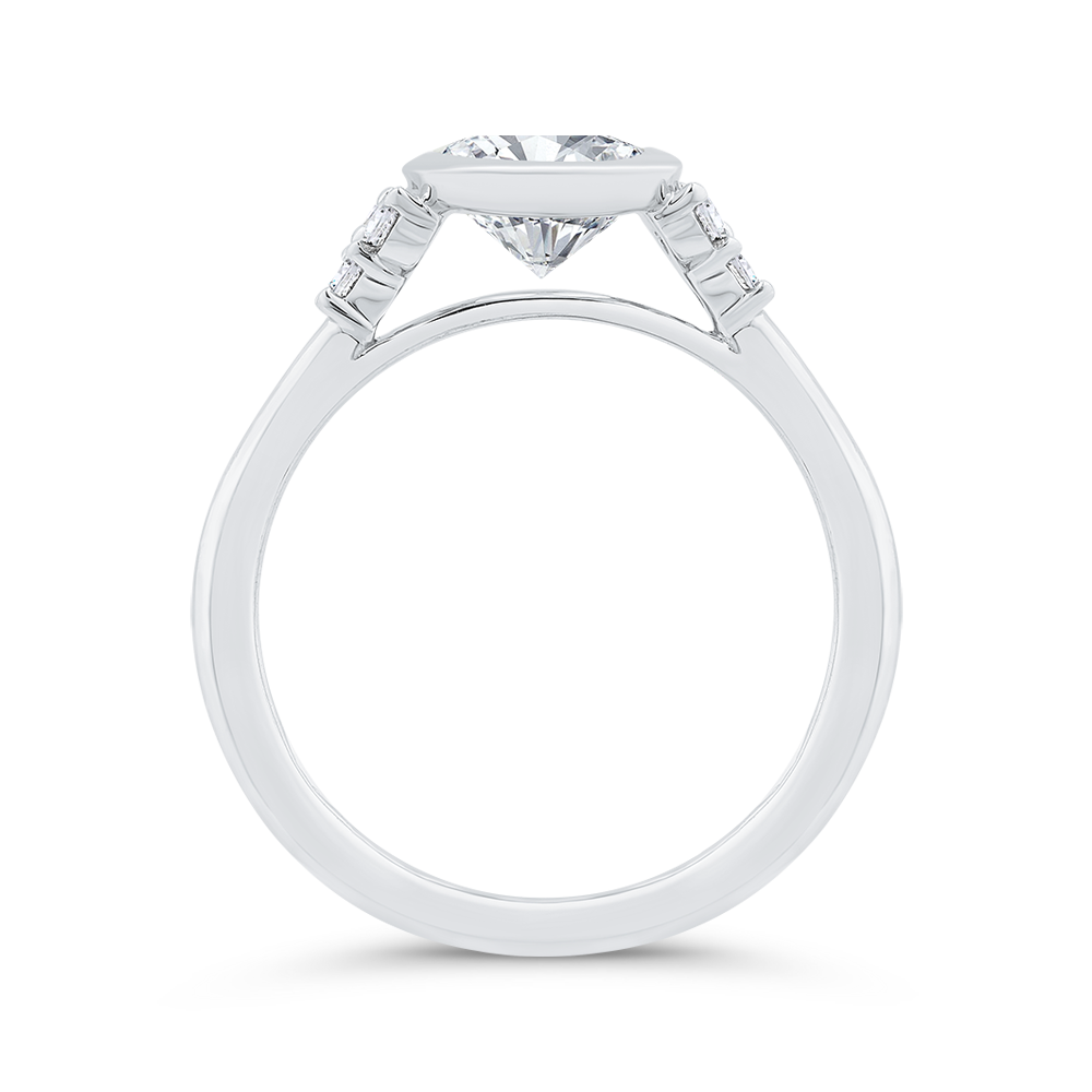 14K White Gold Oval Cut Diamond Engagement Ring (Semi-Mount)
