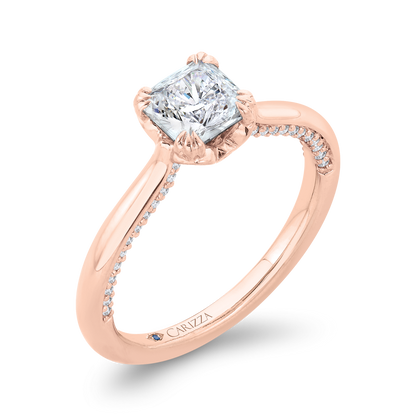 Princess Cut Diamond Engagement Ring in 14K Rose Gold (Semi-Mount)