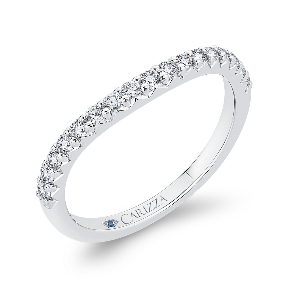 Round Diamond Half-Eternity Wedding Band in 14K White Gold