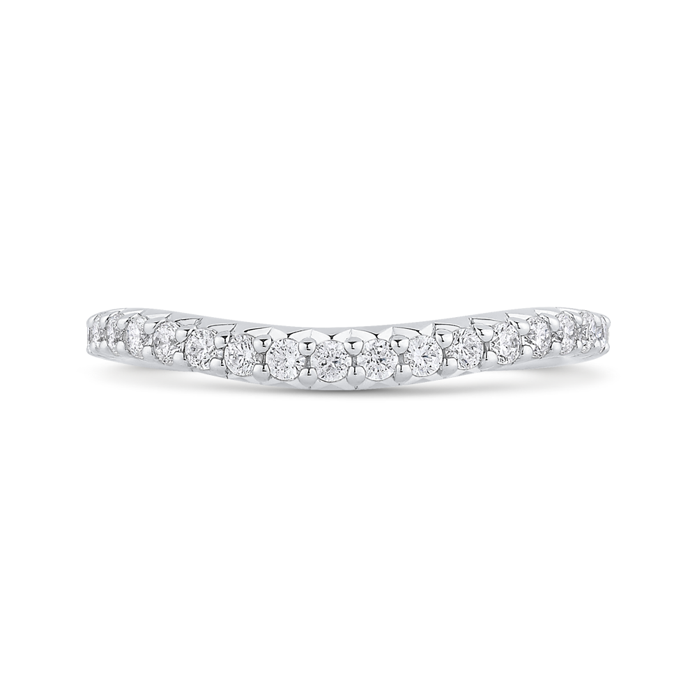 Round Diamond Half-Eternity Wedding Band in 14K White Gold