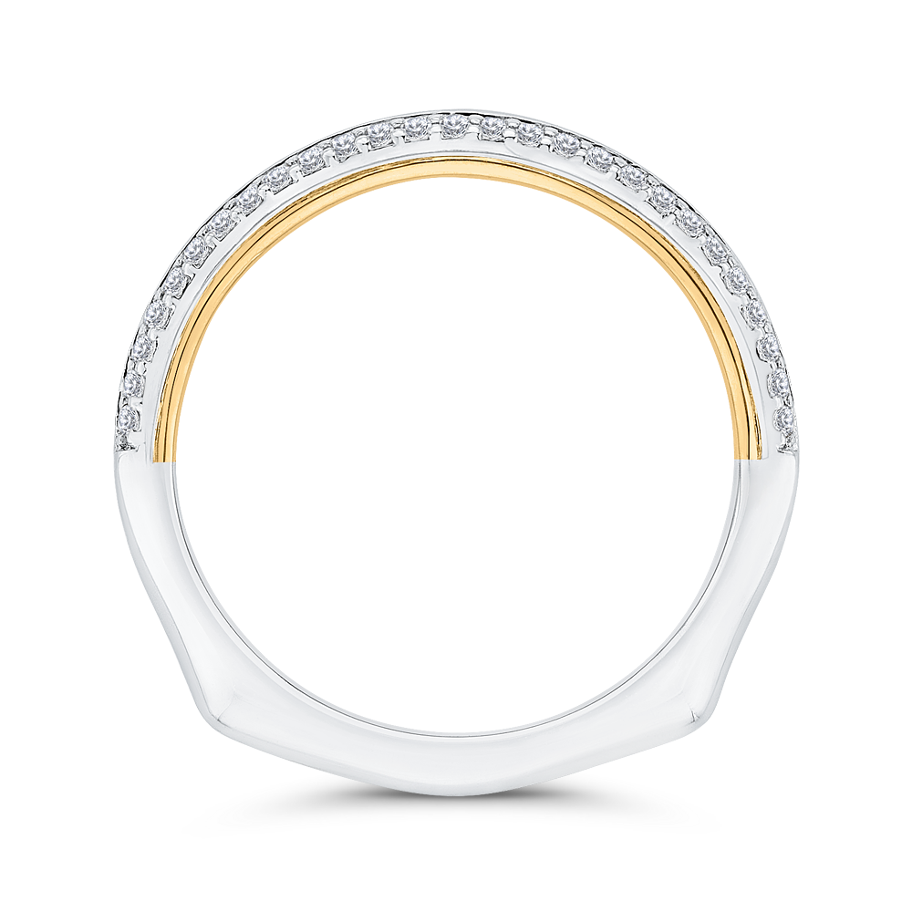 Euro Shank Diamond Wedding Band in 14K Two Tone Gold