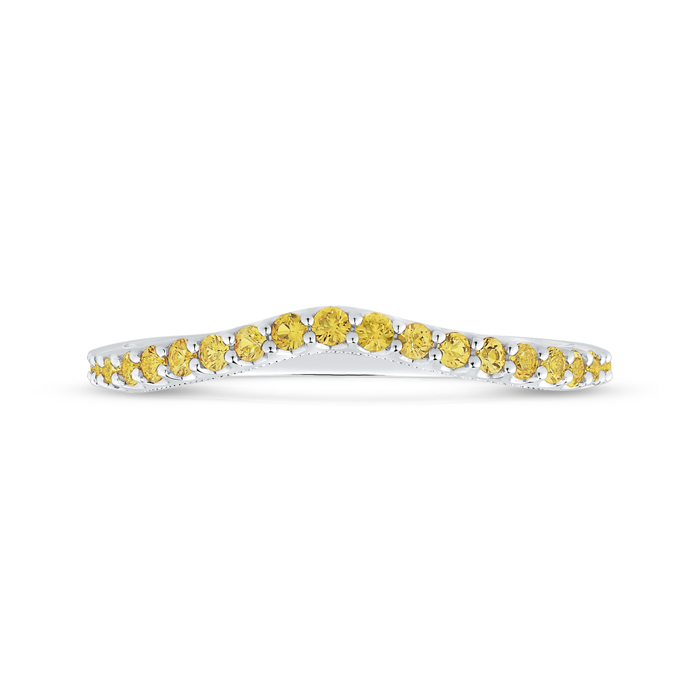 Yellow Diamond Half-Eternity Wedding Band in 14K White Gold