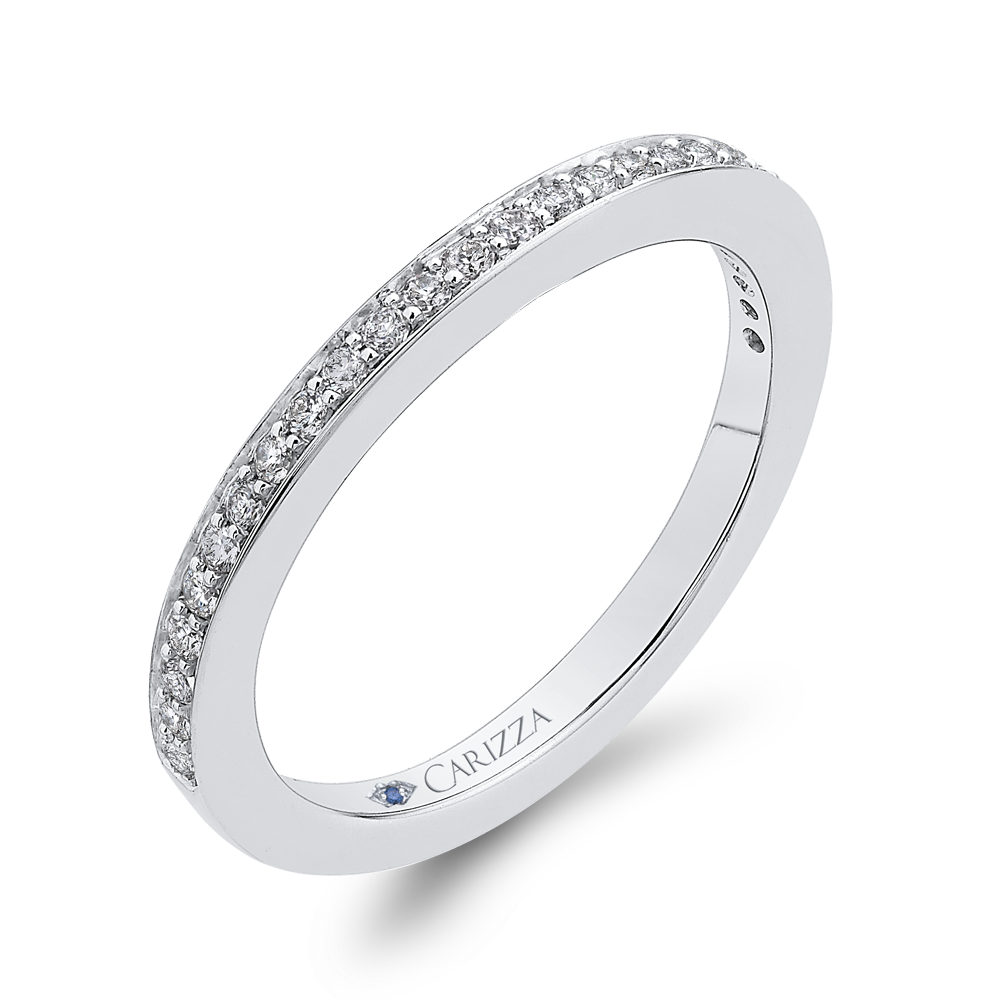 Round Diamond Half-Eternity Wedding Band in 14K White Gold