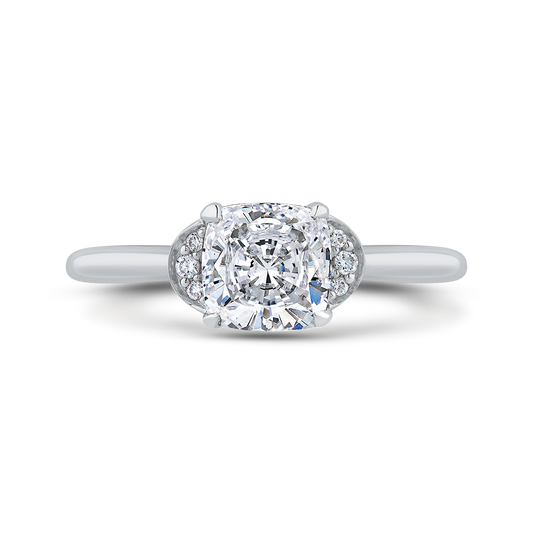 Cushion Cut Diamond Classic Engagement Ring in 14K White Gold (Semi-Mount)