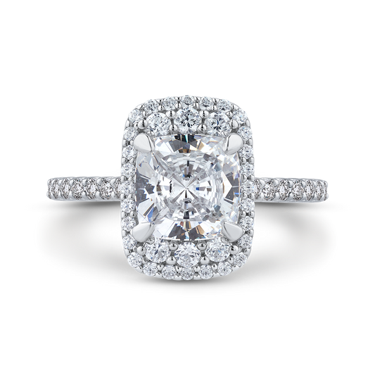 Cushion Cut Diamond Engagement Ring in 14K White Gold (Semi-Mount)