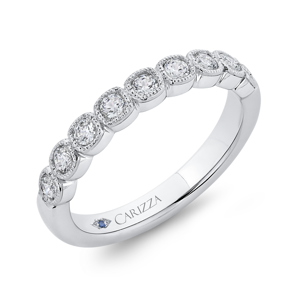 Round Half-Eternity Diamond Wedding Band in 14K White Gold
