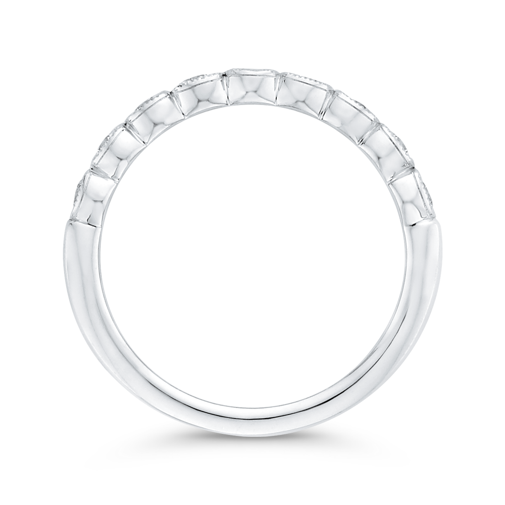 Round Half-Eternity Diamond Wedding Band in 14K White Gold