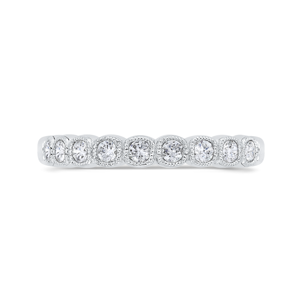 Round Half-Eternity Diamond Wedding Band in 14K White Gold