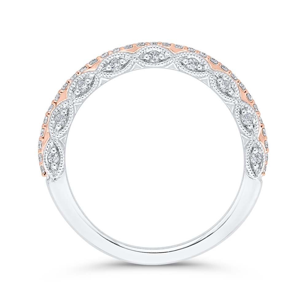 Diamond Wedding Band in 14K Two Tone Gold