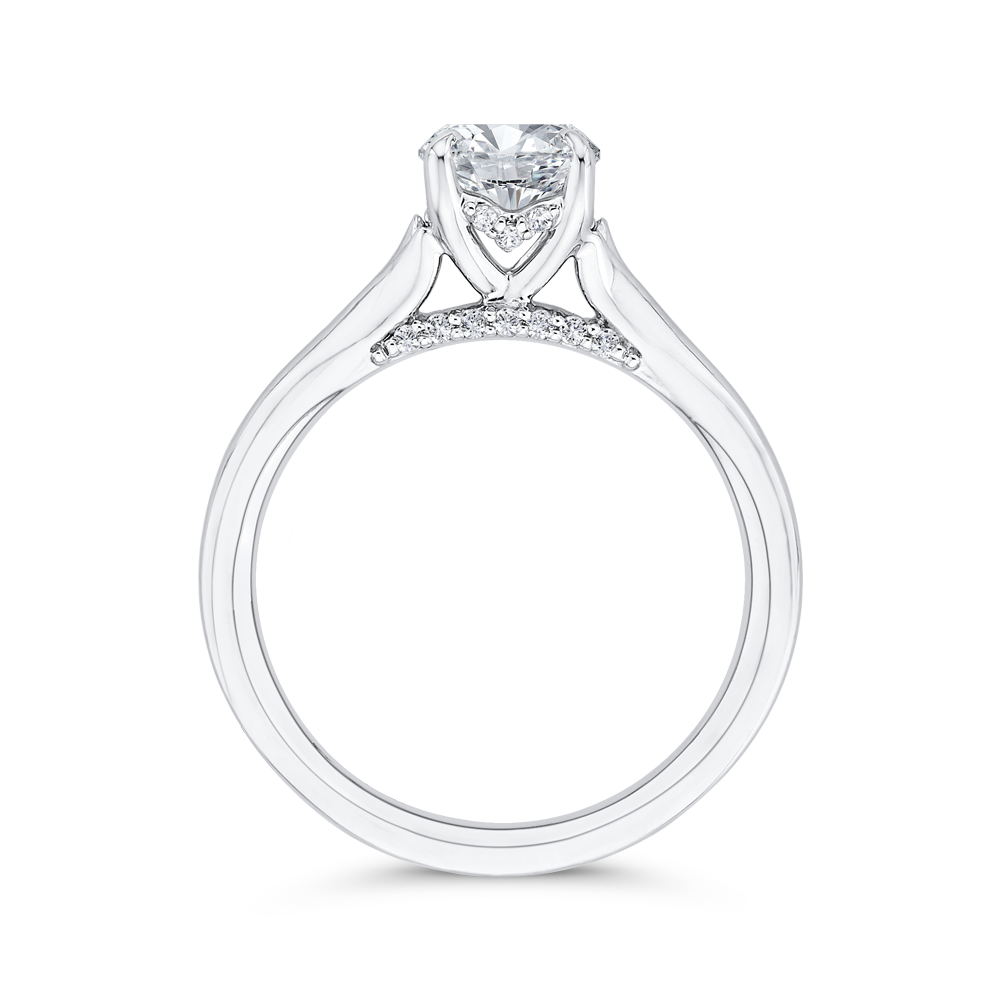 Cushion Cut Diamond Solitaire Plus Engagement Ring in 14K White Gold (Semi-Mount)