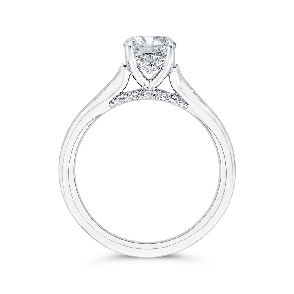 Cushion Cut Diamond Solitaire Plus Engagement Ring  in 14K White Gold (Semi-Mount)
