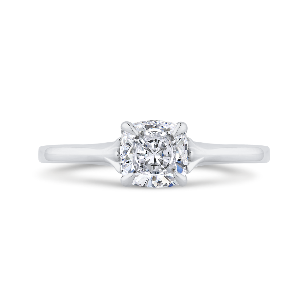Cushion Cut Diamond Solitaire Plus Engagement Ring in 14K White Gold (Semi-Mount)