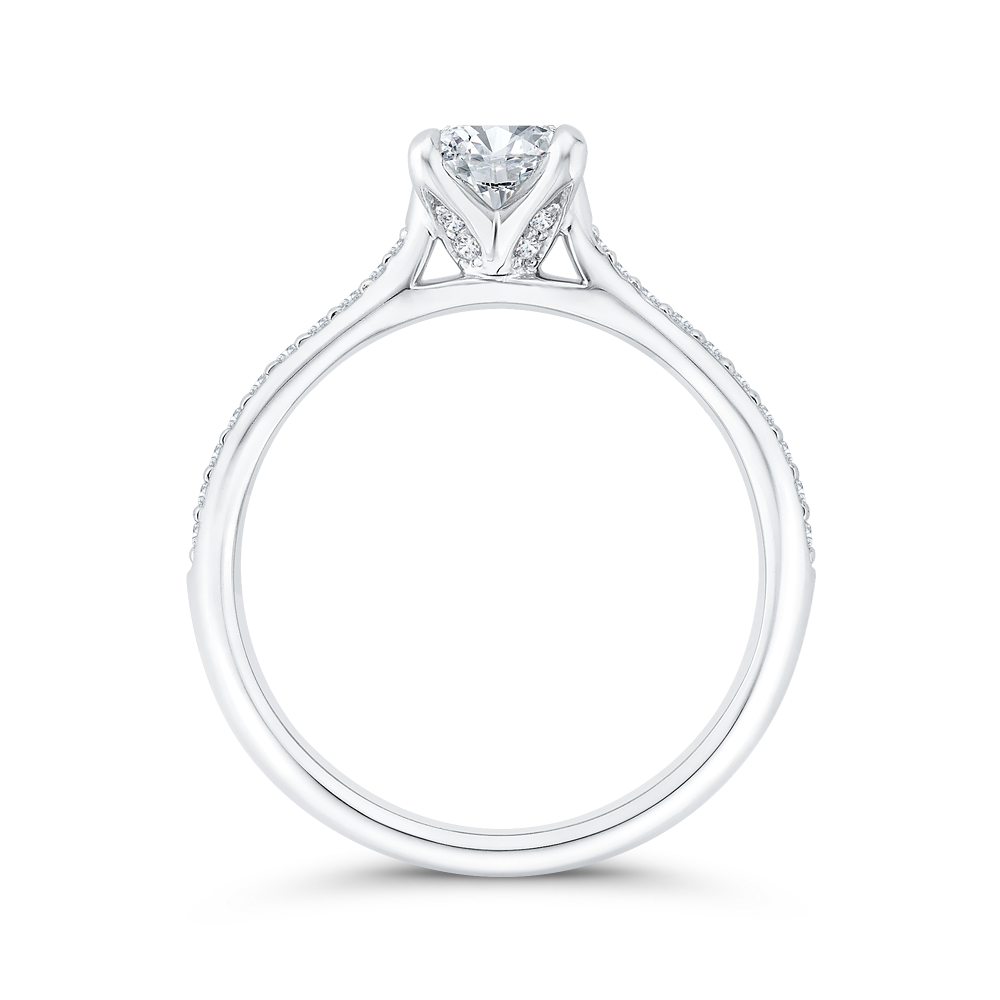 Cushion Cut Diamond Solitaire Plus Engagement Ring in 14K White Gold (Semi-Mount)