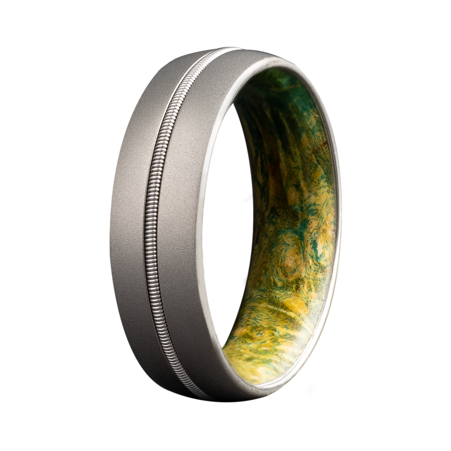 Cobalt Guitar String Inlay Ring, Polished Finish