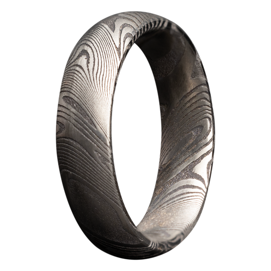 Damascus Steel Dome Ring - Comfort Fit