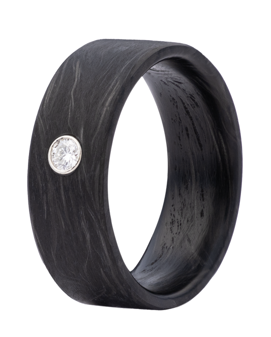 Carbon Fiber Diamond Ring - Comfort Fit, 0.06CTW