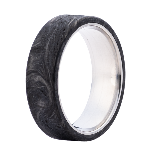 Carbon Fiber Titanium Ring Flat Comfort Fit