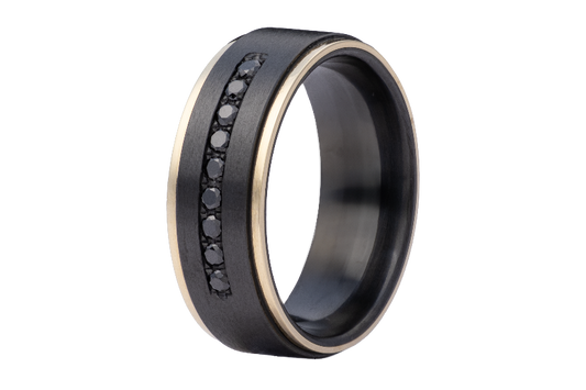 Zirconium Black Satin Ring Comfort Fit Polished
