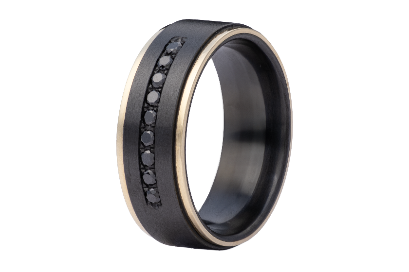 Zirconium Black Satin Ring Comfort Fit Polished