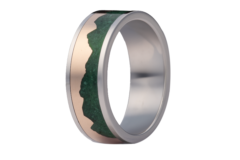 Cobalt Rose Gold Malachite Mountain Landscape Ring