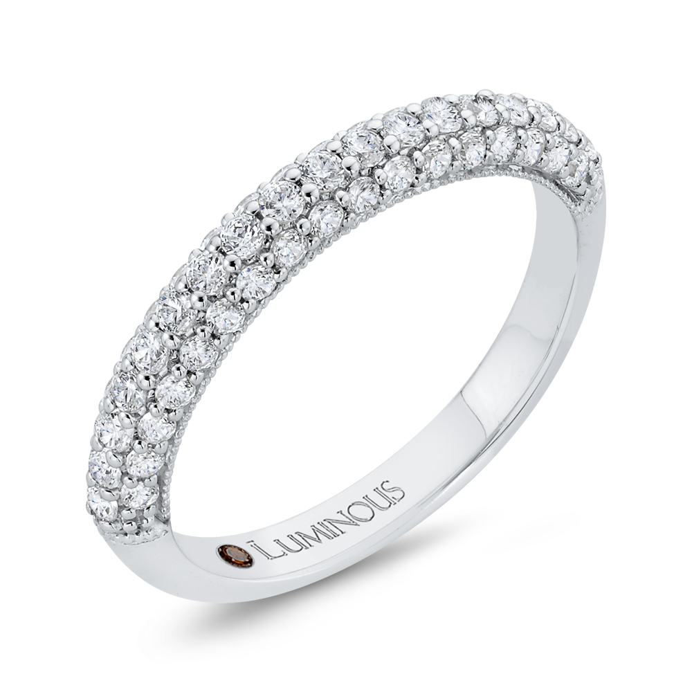 Round Diamond Half-Eternity Wedding Band in 14K White Gold