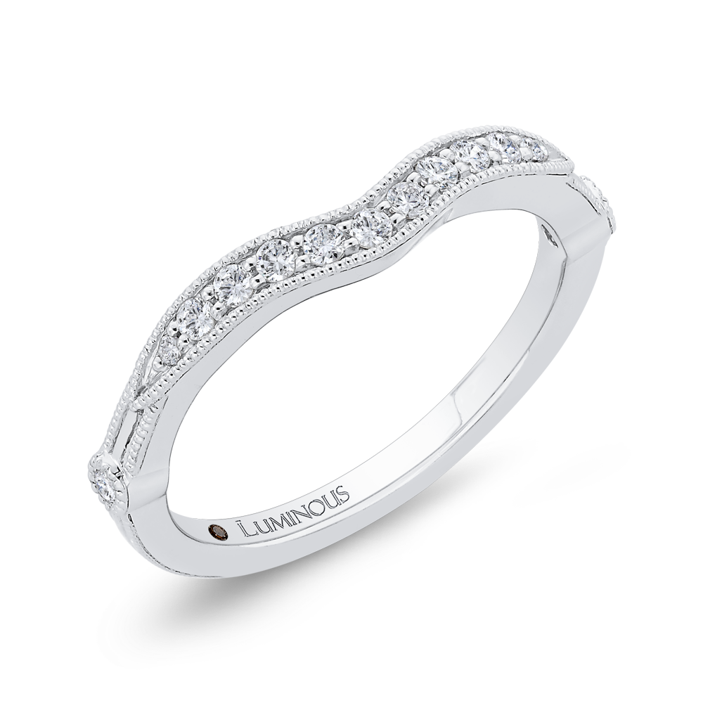 Round Diamond Half-Eternity Contour Wedding Band in 14K White Gold