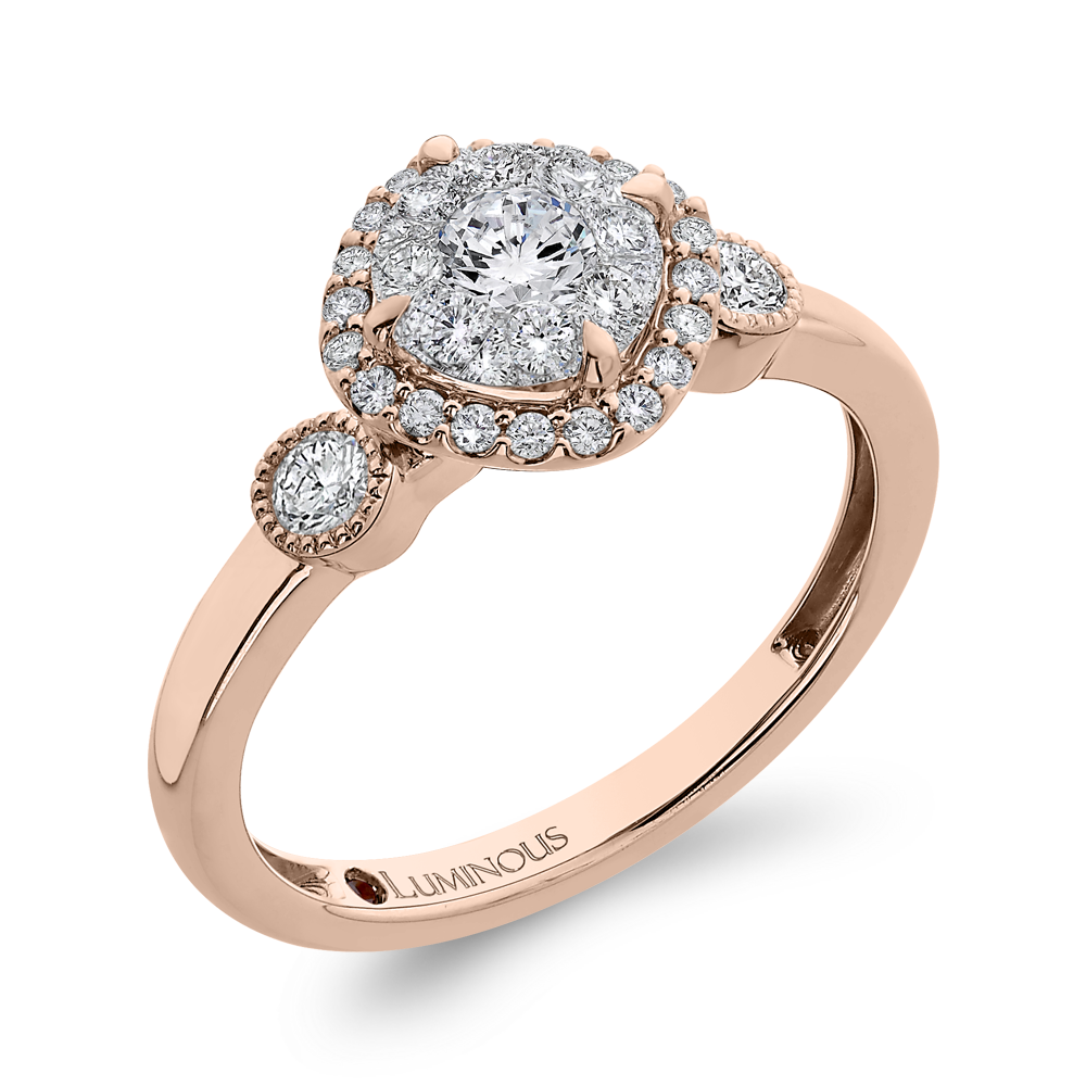 Round Diamond Halo Engagement Ring in 14K Two Tone Gold