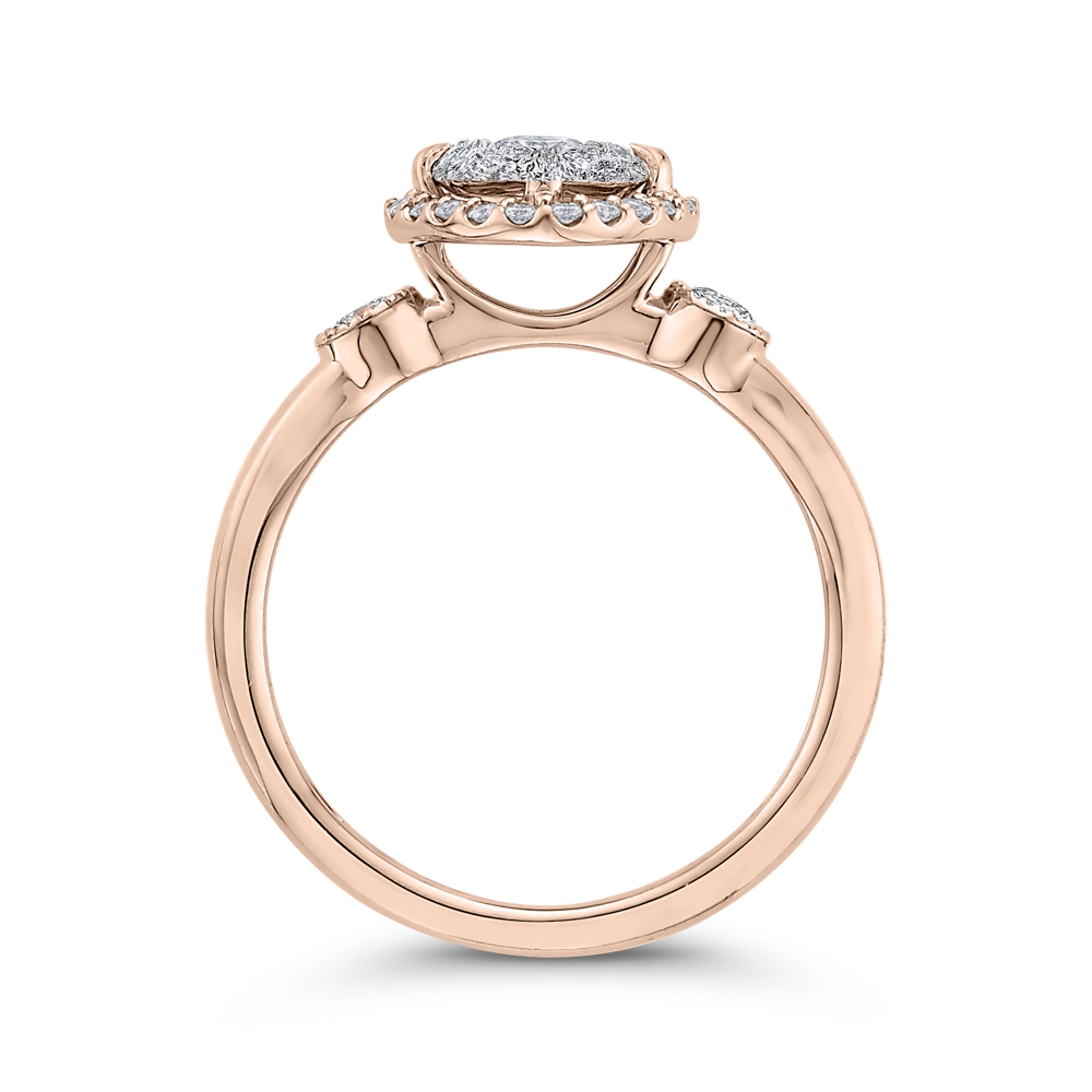 Round Diamond Halo Engagement Ring in 14K Two Tone Gold