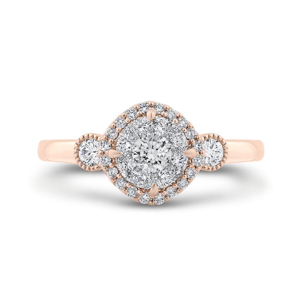 Round Diamond Halo Engagement Ring in 14K Two Tone Gold