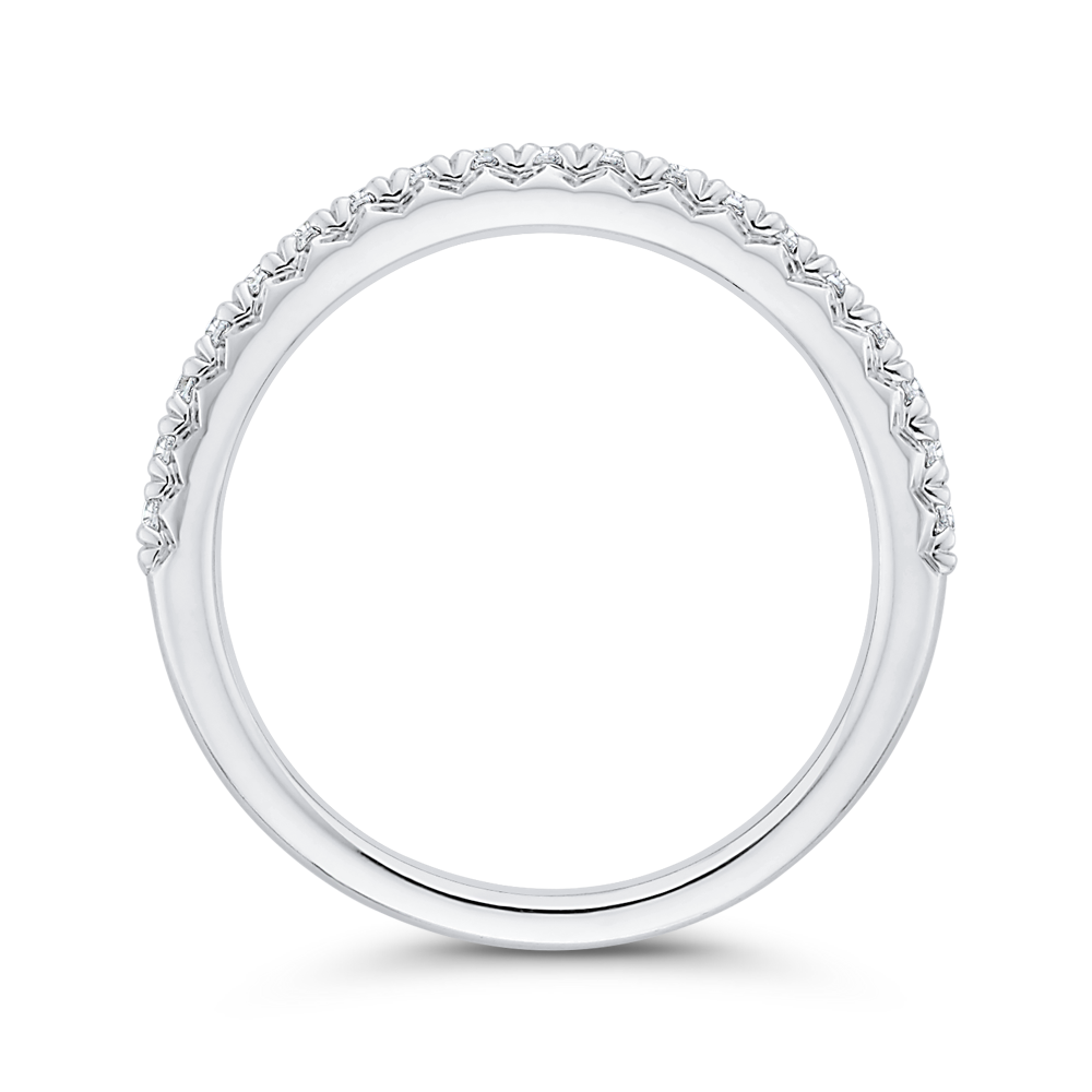 Round Diamond Half-Eternity Wedding Band in 14K White Gold