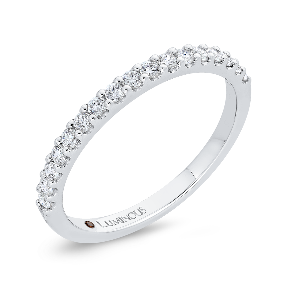 Round Diamond Half-Eternity Wedding Band in 14K White Gold