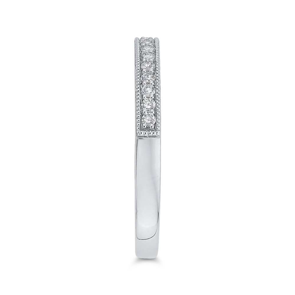 Round Diamond Half-Eternity Wedding Band in 14K White Gold