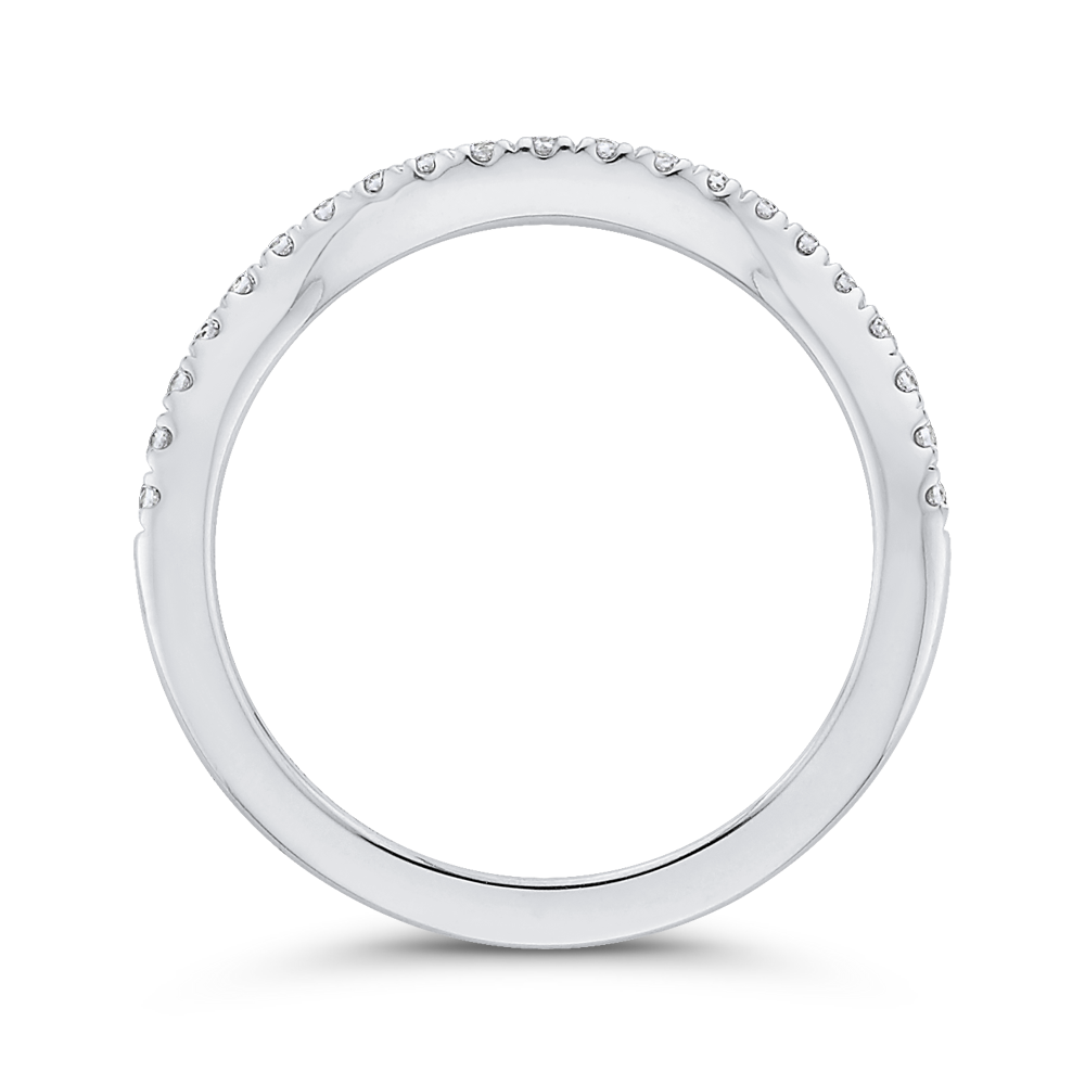 Round Diamond Half-Eternity Contour Wedding Band in 14K White Gold