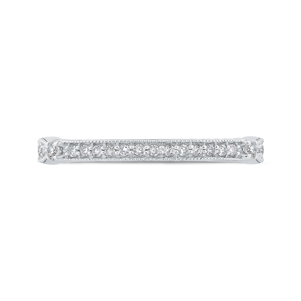 Euro Shank Round Diamond Half-Eternity Wedding Band in 14K White Gold