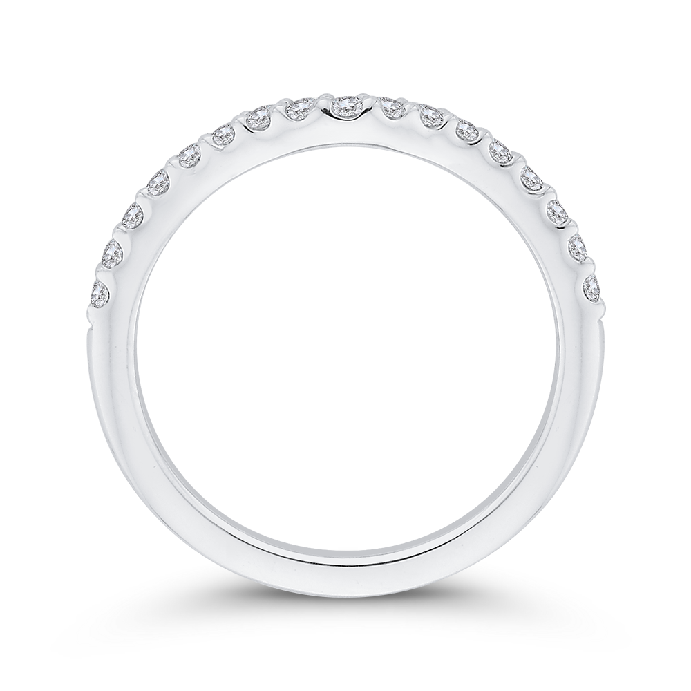 Round Diamond Half-Eternity Contour Wedding Band in 14K White Gold