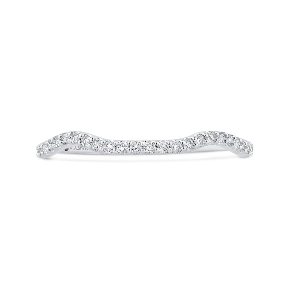 Round Diamond Contour Wedding Band in 14K White Gold