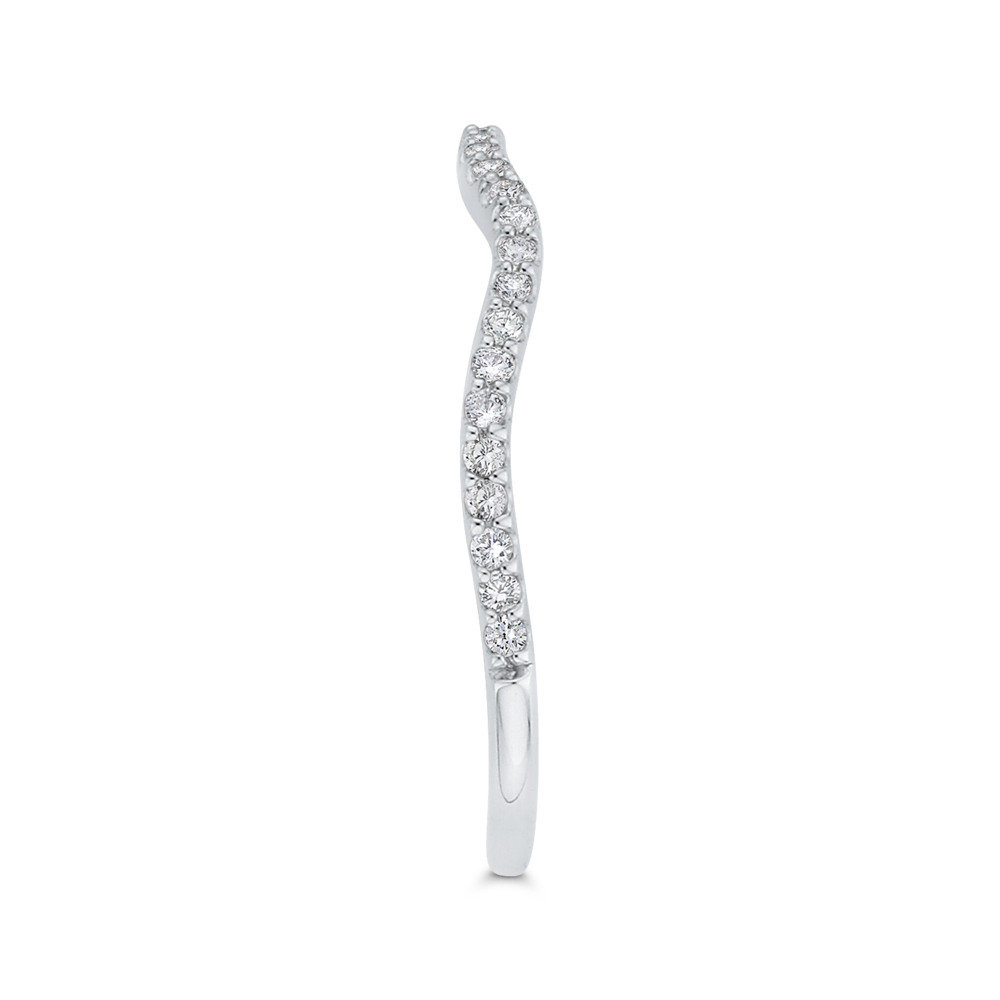Round Diamond Contour Wedding Band in 14K White Gold