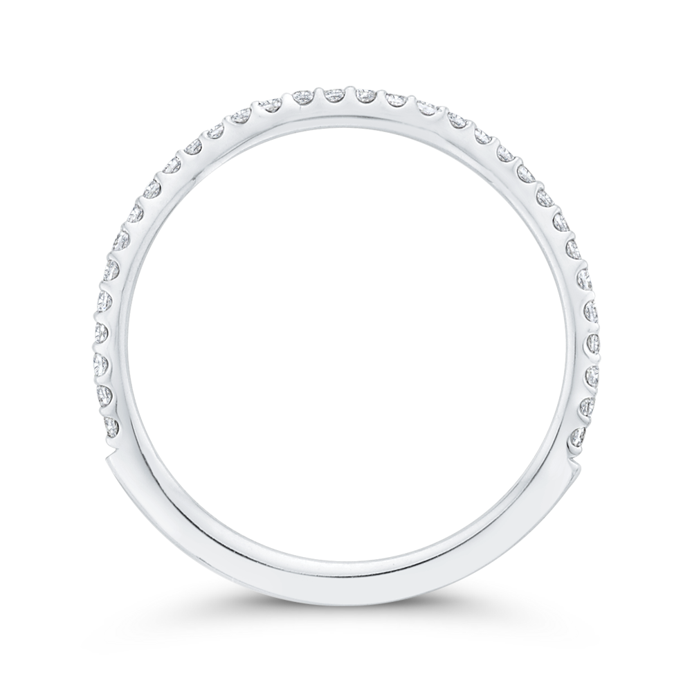 Round Diamond Contour Wedding Band in 14K White Gold