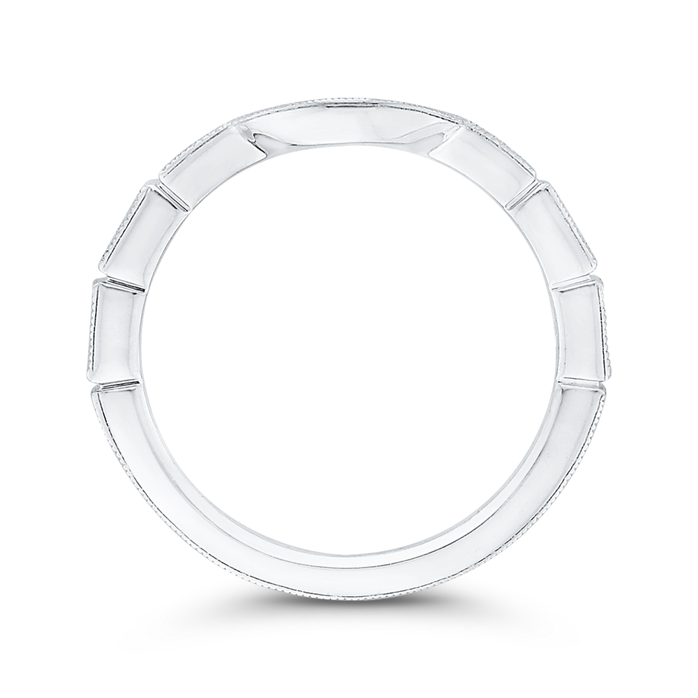 Round Diamond Half-Eternity Contour Wedding Band in 14K White Gold