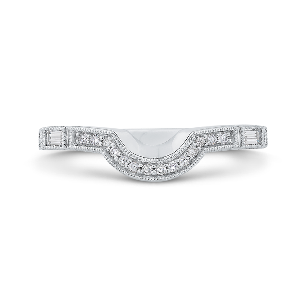 Round Diamond Half-Eternity Contour Wedding Band in 14K White Gold